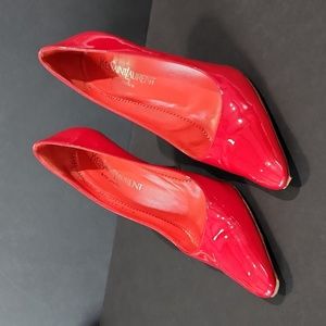 Yves Saint Laurent red patent leather high heels